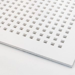 تایل گچی آکوستیک پانچ مربع رنگ شده(سفید)با فلیس مشکی (۲۵-۱۲) کناف