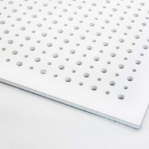 تایل گچی آکوستیک پانچ دایره ای روکش PVC با فلیس سفید (۵۰-۱۲-۸)